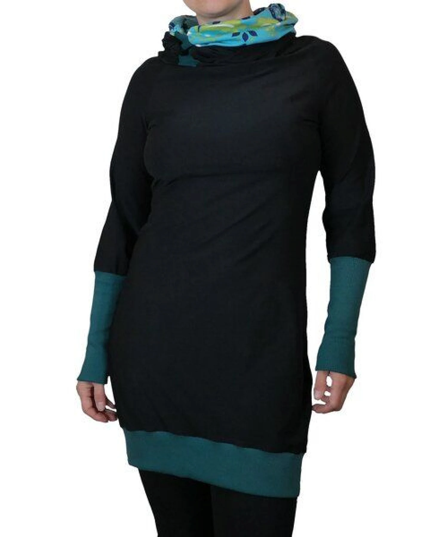 liebewicht Kapuzenkleid KapOn Jersey bunt/schwarz oder schwarz/bunt – Ansicht 2