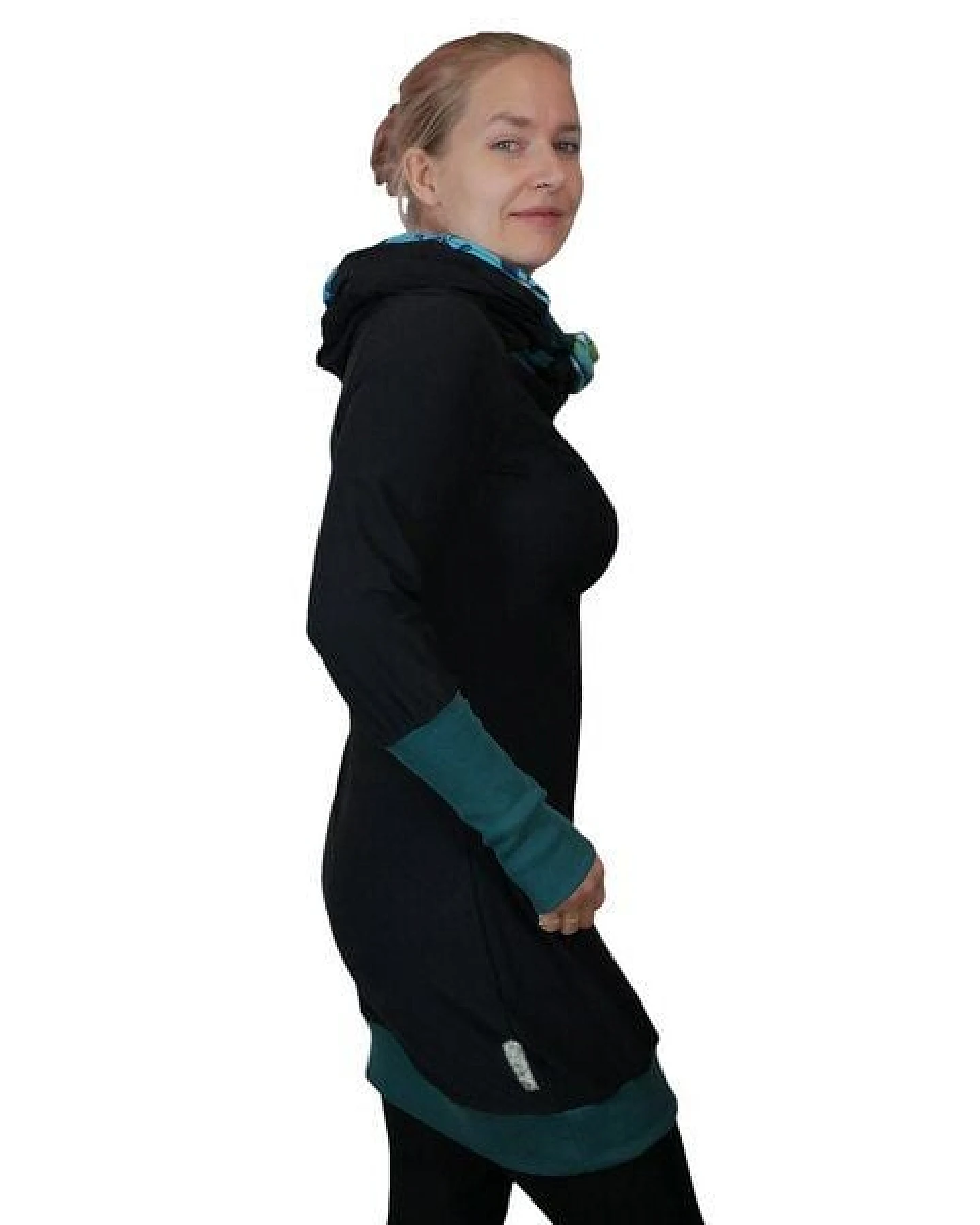 liebewicht Kapuzenkleid KapOn Jersey bunt/schwarz oder schwarz/bunt – Ansicht 3