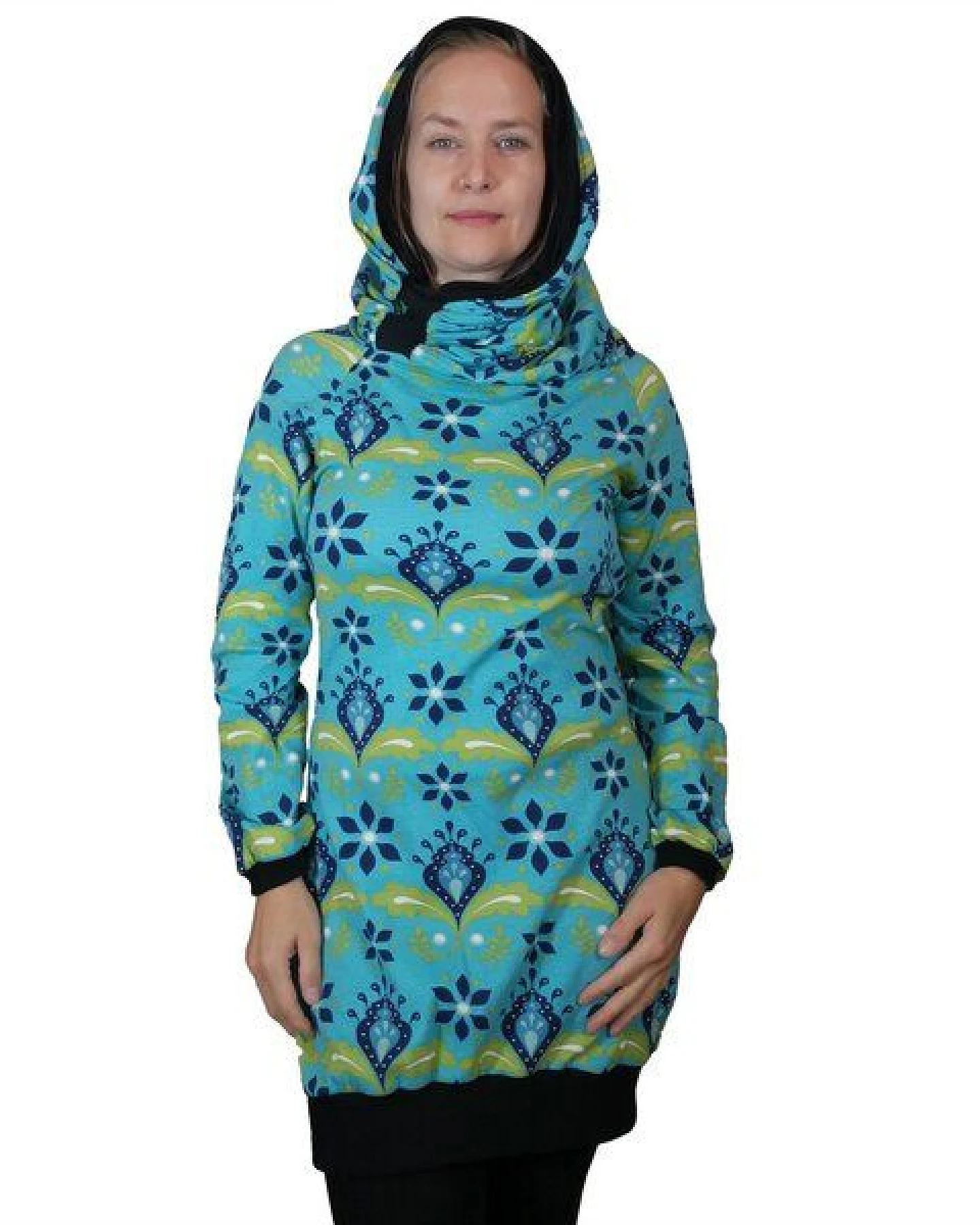 liebewicht Kapuzenkleid KapOn Jersey bunt/schwarz oder schwarz/bunt – Ansicht 2