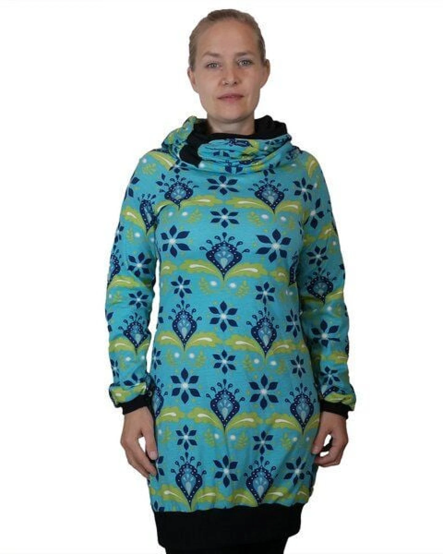 liebewicht Kapuzenkleid KapOn Jersey bunt/schwarz oder schwarz/bunt – Ansicht 3