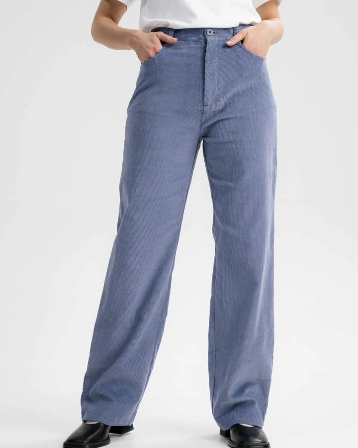 MELA Damen vegan Hose Kord Oorja Taubenblau