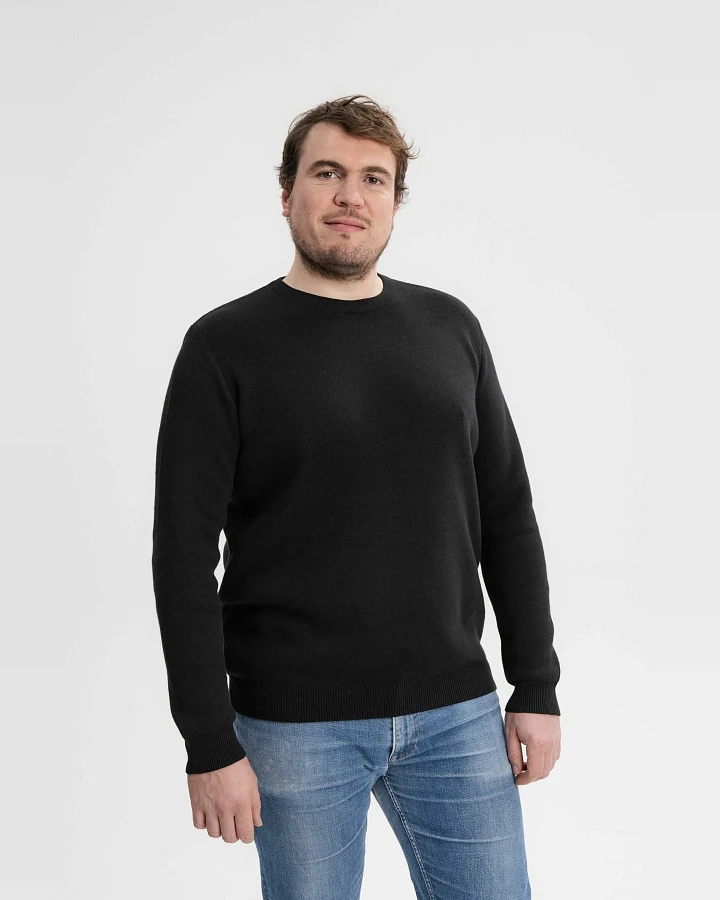MELA Herren vegan Strickpullover Jacquard Manav Schwarz