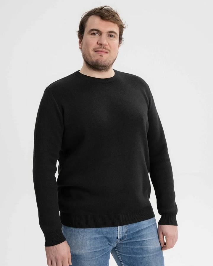 MELA Herren vegan Strickpullover Jacquard Manav Schwarz