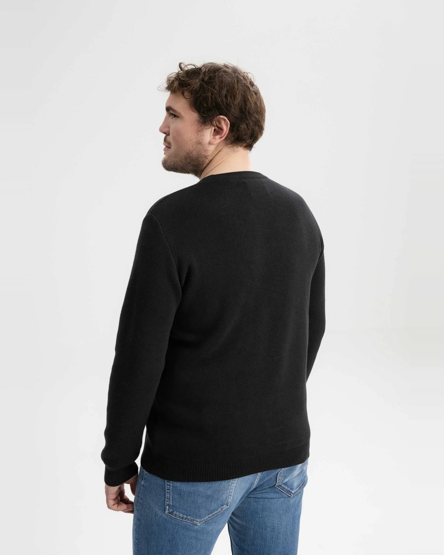 MELA Herren vegan Strickpullover Jacquard Manav Schwarz – Ansicht 2