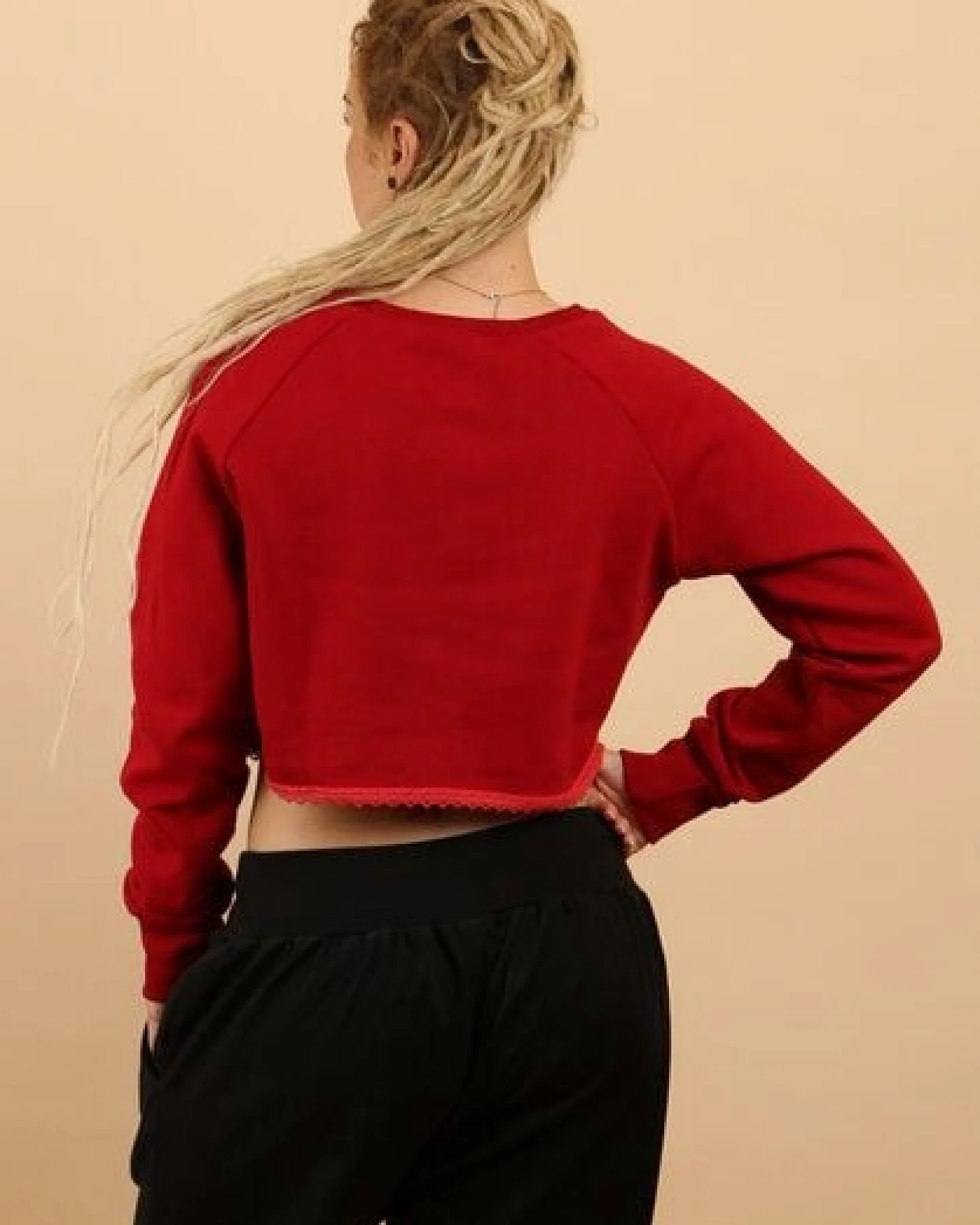Die rote Zora Damen Kurzsweater aus Bio-Baumwolle – Ansicht 4