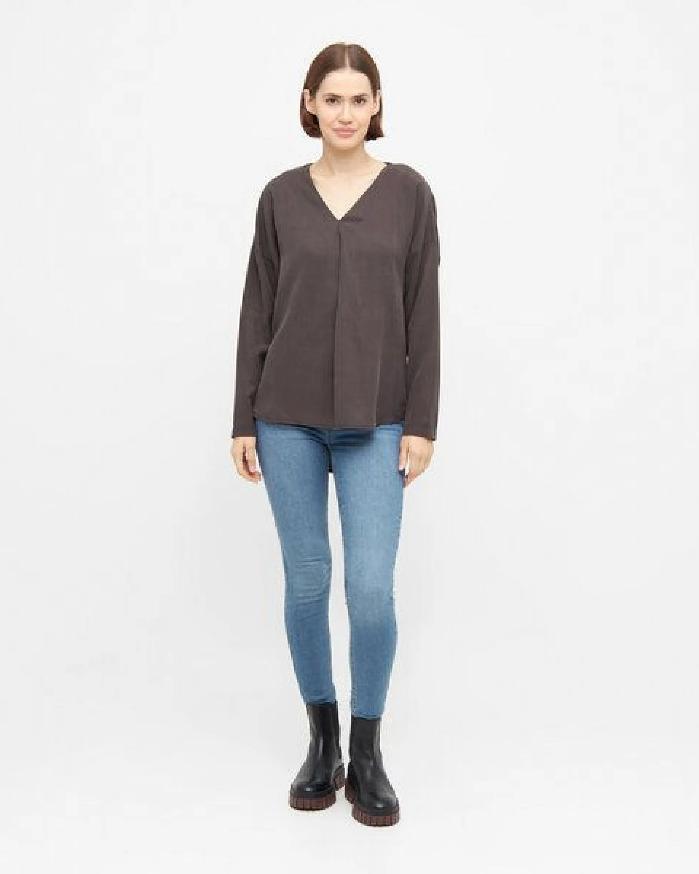 WiDDA berlin Langarm Bluse "BEATA" aus Tencel® in Dunkelgrau – Ansicht 2