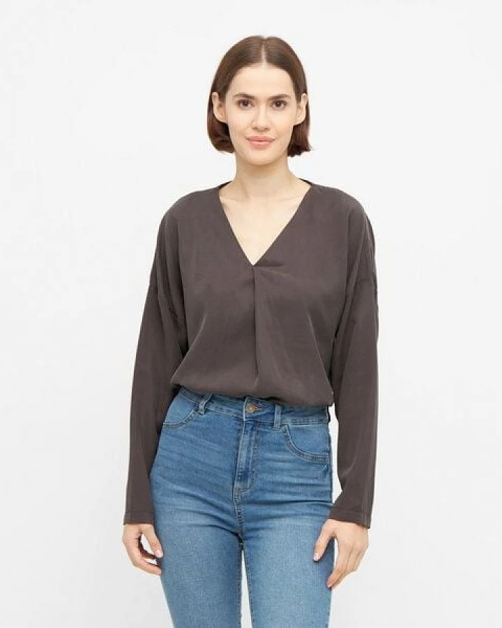 WiDDA berlin Langarm Bluse "BEATA" aus Tencel® in Dunkelgrau