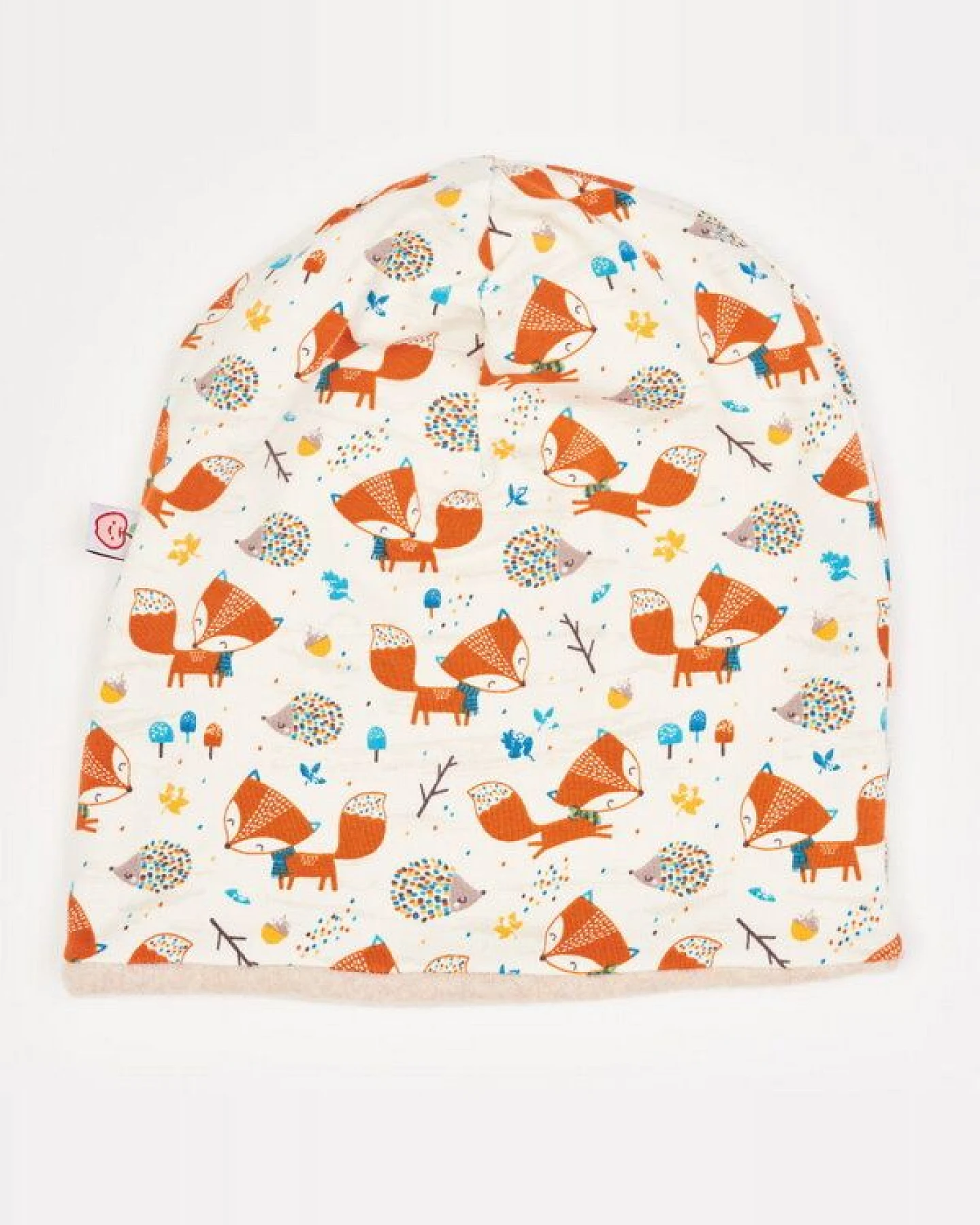Cheeky Apple Gefütterte Beanie-Haube aus Bio-Baumwolle "Fuchs & Igel – Ansicht 2
