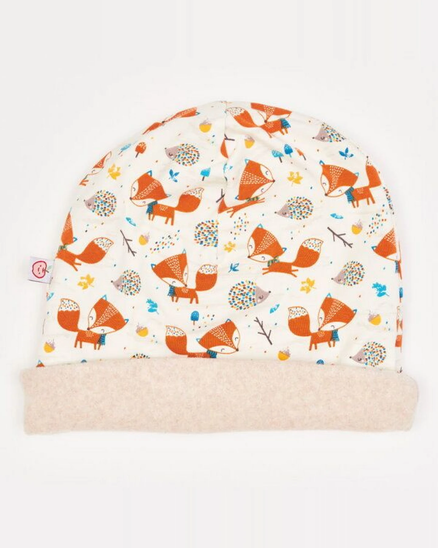 Cheeky Apple Gefütterte Beanie-Haube aus Bio-Baumwolle "Fuchs & Igel – Ansicht 3