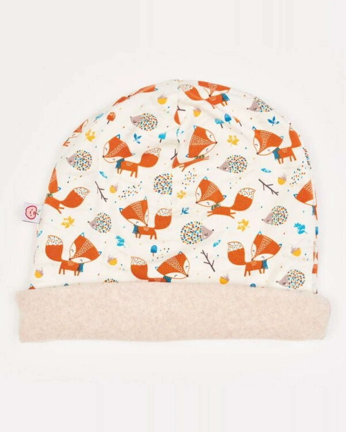 Cheeky Apple Gefütterte Beanie-Haube aus Bio-Baumwolle "Fuchs & Igel – Ansicht 3