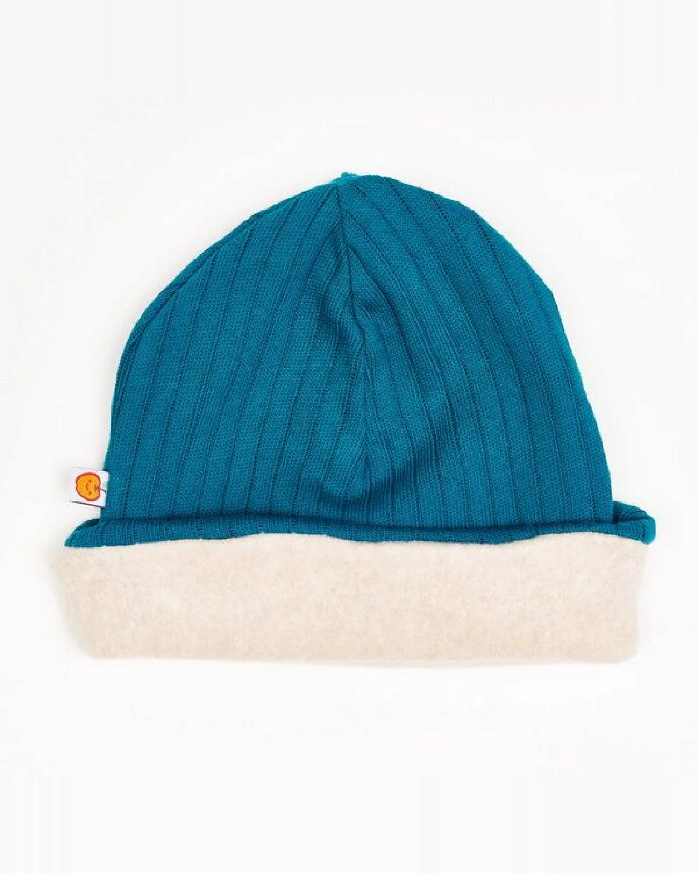 Cheeky Apple Gefütterte Beanie-Haube aus Bio-Baumwolle "Rippstrick Petrol – Ansicht 3