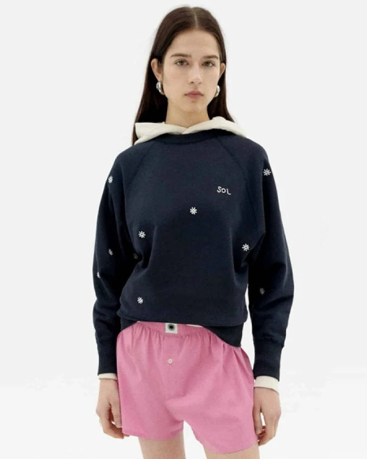 Thinking MU Damen vegan Sweatshirt Bonnie Sol Marineblau
