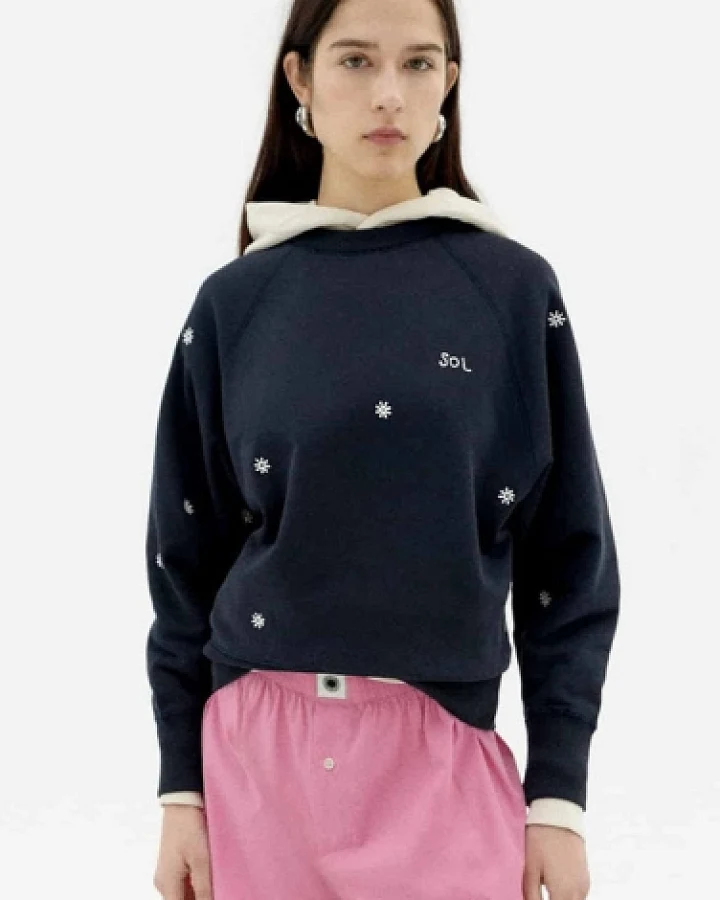 Thinking MU Damen vegan Sweatshirt Bonnie Sol Marineblau
