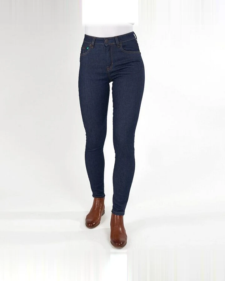 fairjeans Röhrenjeans SKINNY HIGH NAVY, eng und elastisch mit hohem Bund, dunkelblau