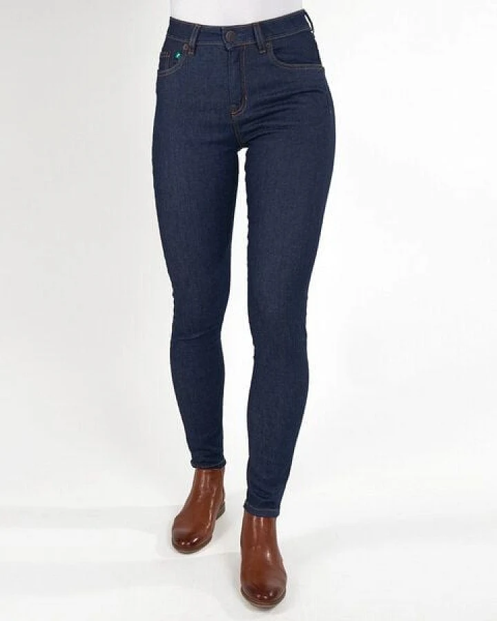 fairjeans Röhrenjeans SKINNY HIGH NAVY, eng und elastisch mit hohem Bund, dunkelblau