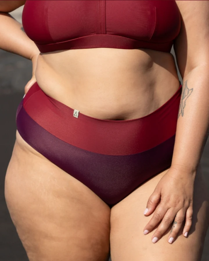 Inaska Damen vegan Bikini Bottoms Soft High Waist Berry/Dark Red