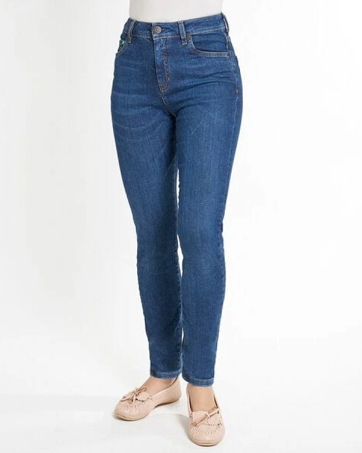 fairjeans Röhrenjeans SKINNY HIGH WAVES, eng und elastisch mit hohem Bund, leicht verwaschen