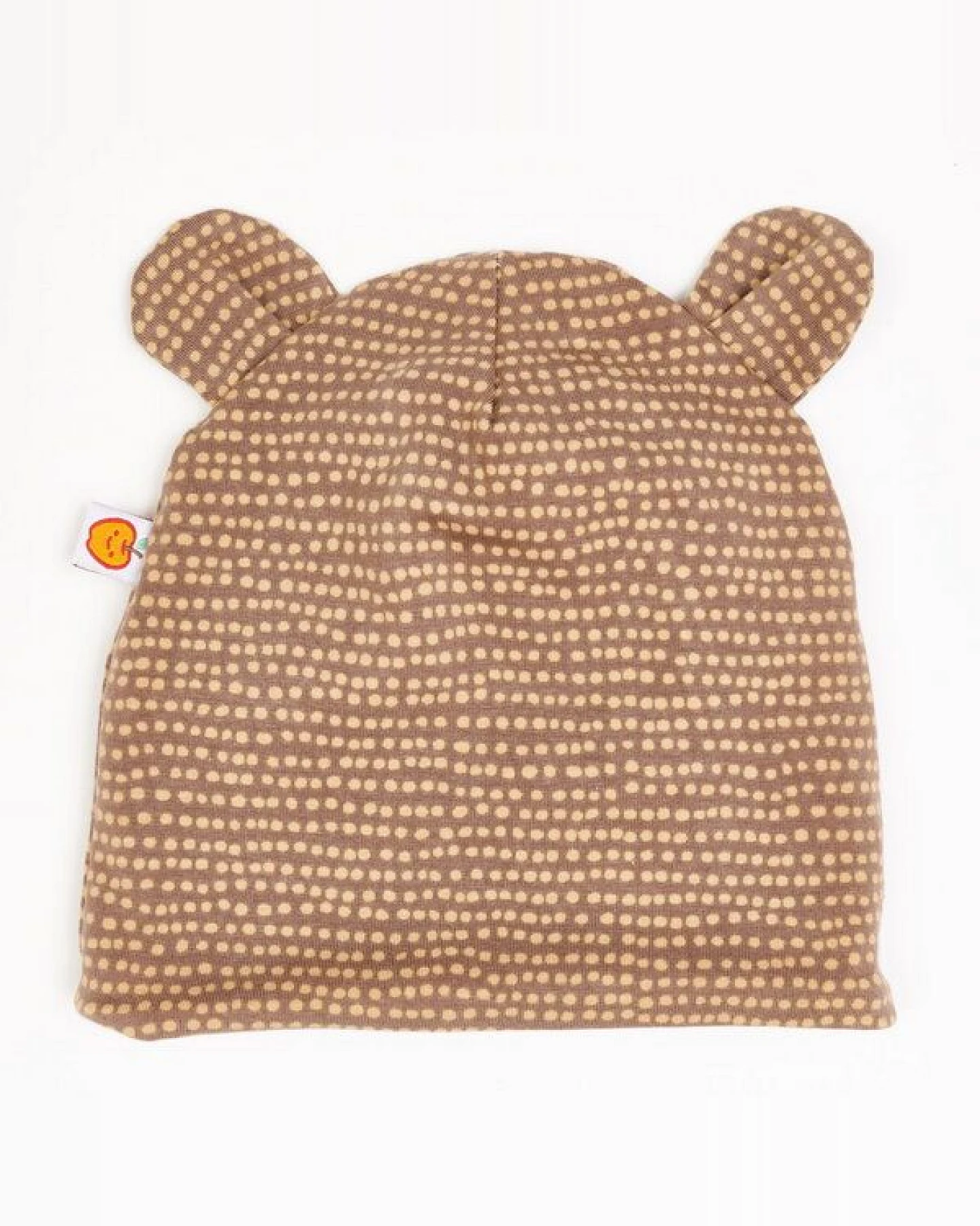 Cheeky Apple Gefütterte Baby-Haube mit Bärenohren aus Bio-Baumwolle "Dotted Lines" – Ansicht 2