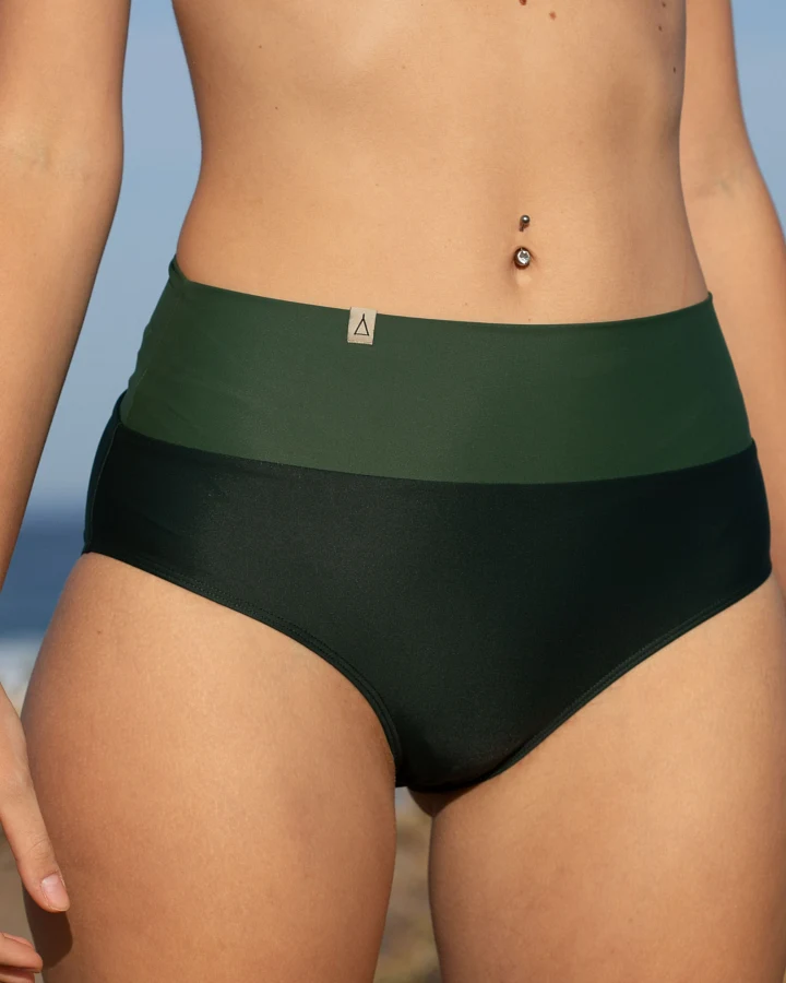 Inaska Damen vegan Bikini Bottoms Soft High Waist Feel Grün/Moosgrün