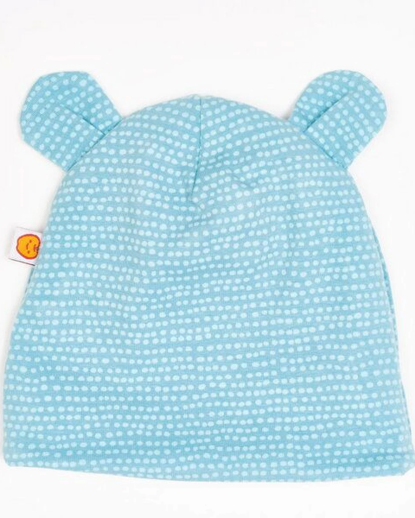 Cheeky Apple Gefütterte Baby-Haube mit Bärenohren aus Bio-Baumwolle "Dotted Lines" – Ansicht 2