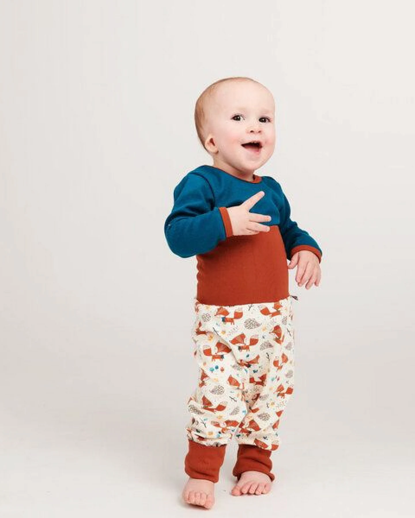 Cheeky Apple Langarm-Body aus Bio-Baumwolle "Jacquard Petrol" – Ansicht 4