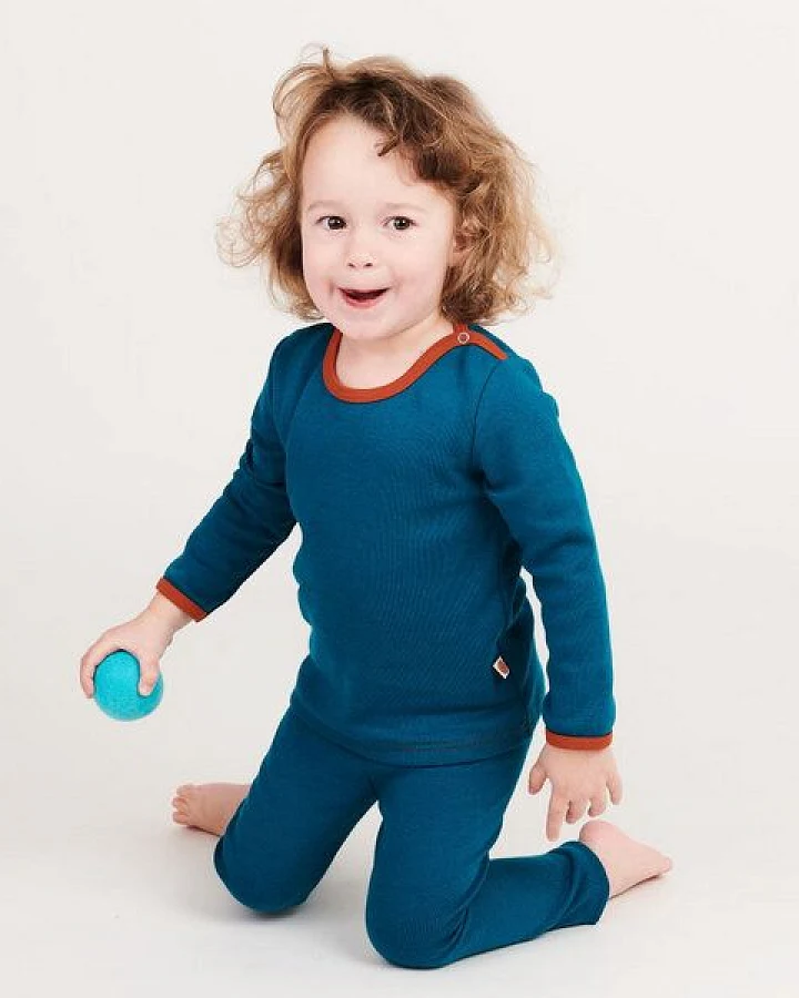 Cheeky Apple Langarm Baby-Shirt aus Bio-Baumwolle "Jacquard Petrol"