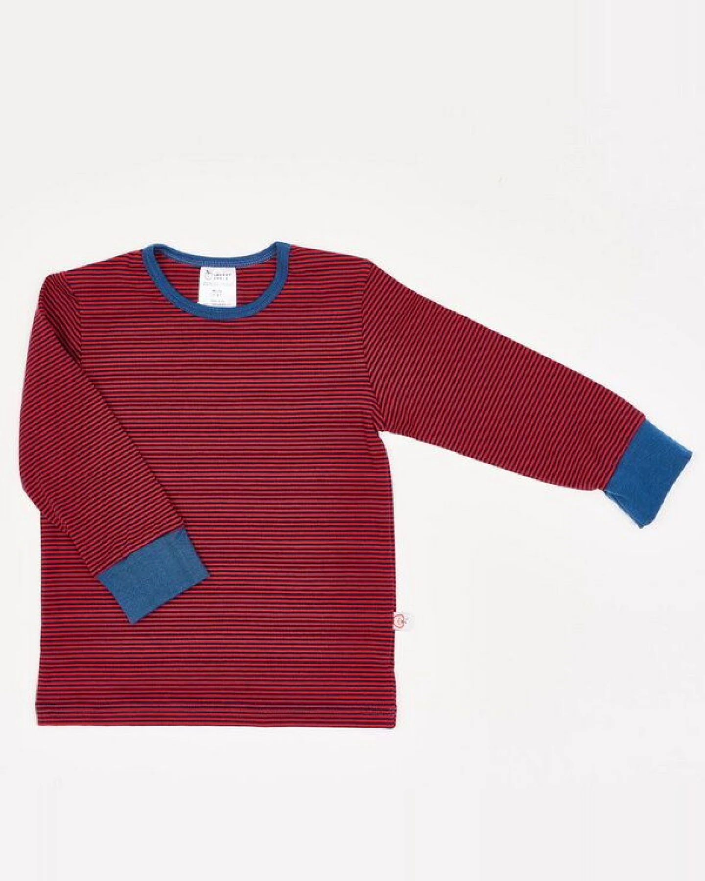 Cheeky Apple Buben Langarm-Shirt aus Bio-Baumwolle "Ringeljersey Dunkelblau-Rot" – Ansicht 2