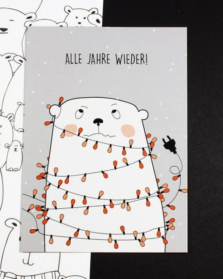 Bow & Hummingbird Postkarte "Alle Jahre wieder"