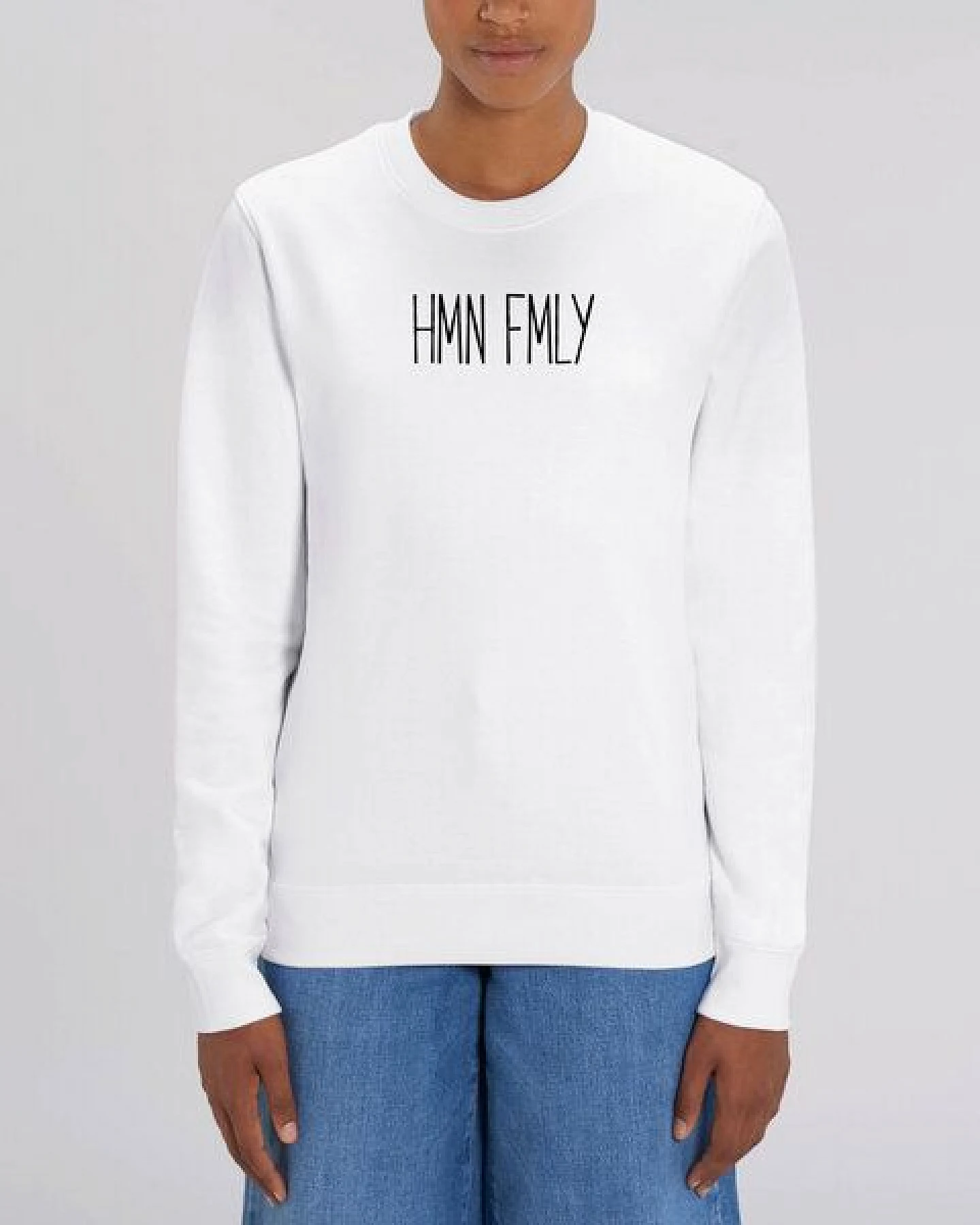 Human Family Bio Unisex Rundhals-Sweatshirt - "HMN FMLY" – Ansicht 3