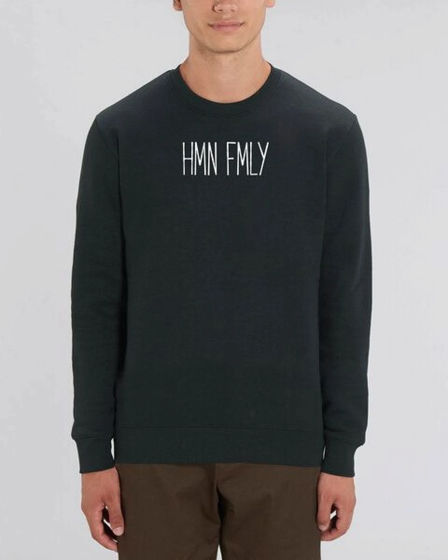 Human Family Bio Unisex Rundhals-Sweatshirt - "HMN FMLY" – Ansicht 3