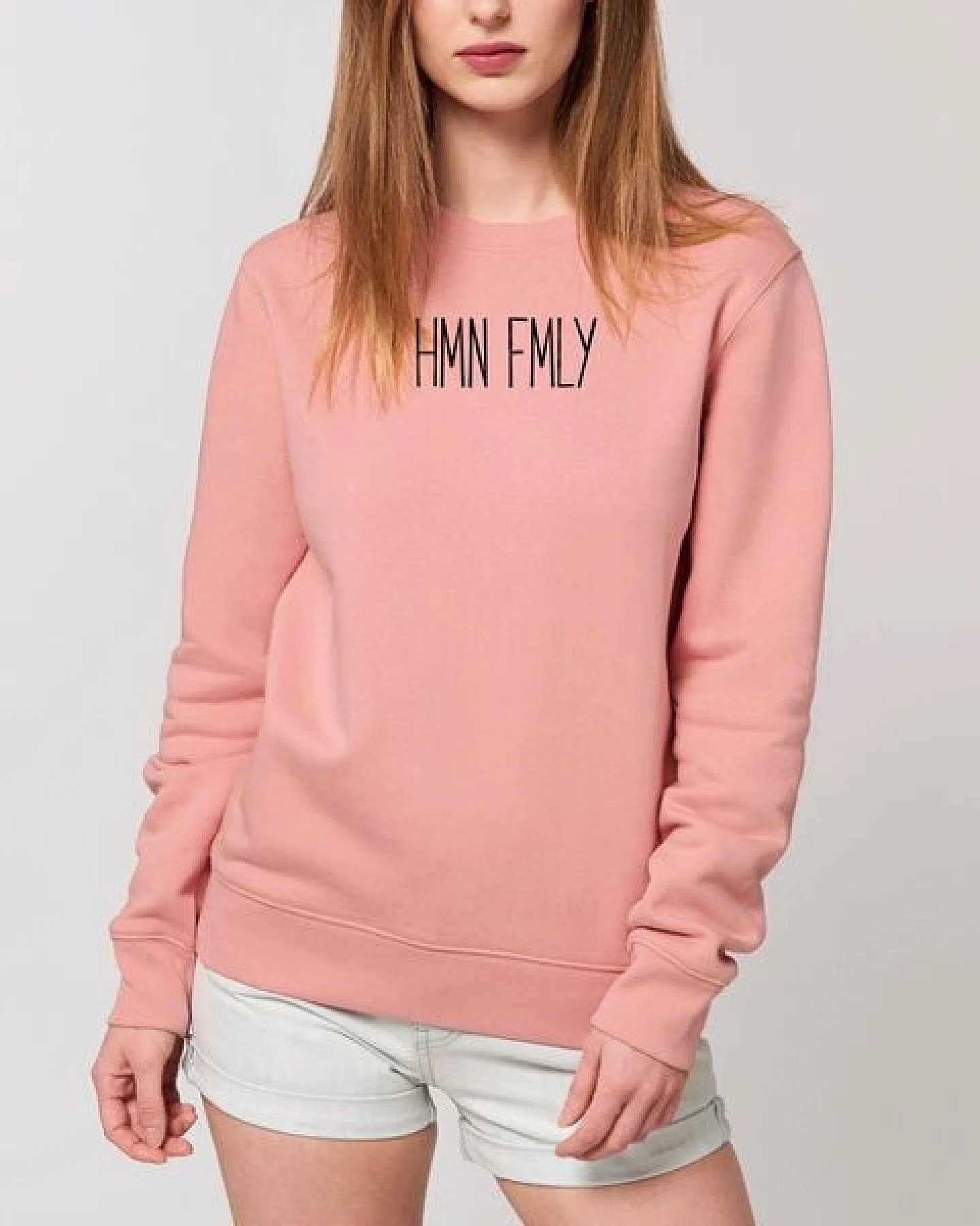 Human Family Bio Unisex Rundhals-Sweatshirt - "HMN FMLY" – Ansicht 4