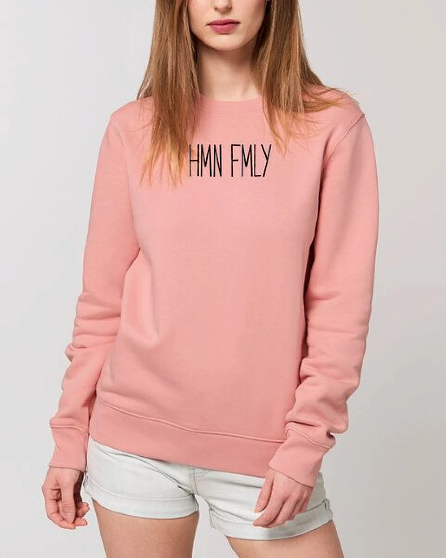 Human Family Bio Unisex Rundhals-Sweatshirt - "HMN FMLY" – Ansicht 3