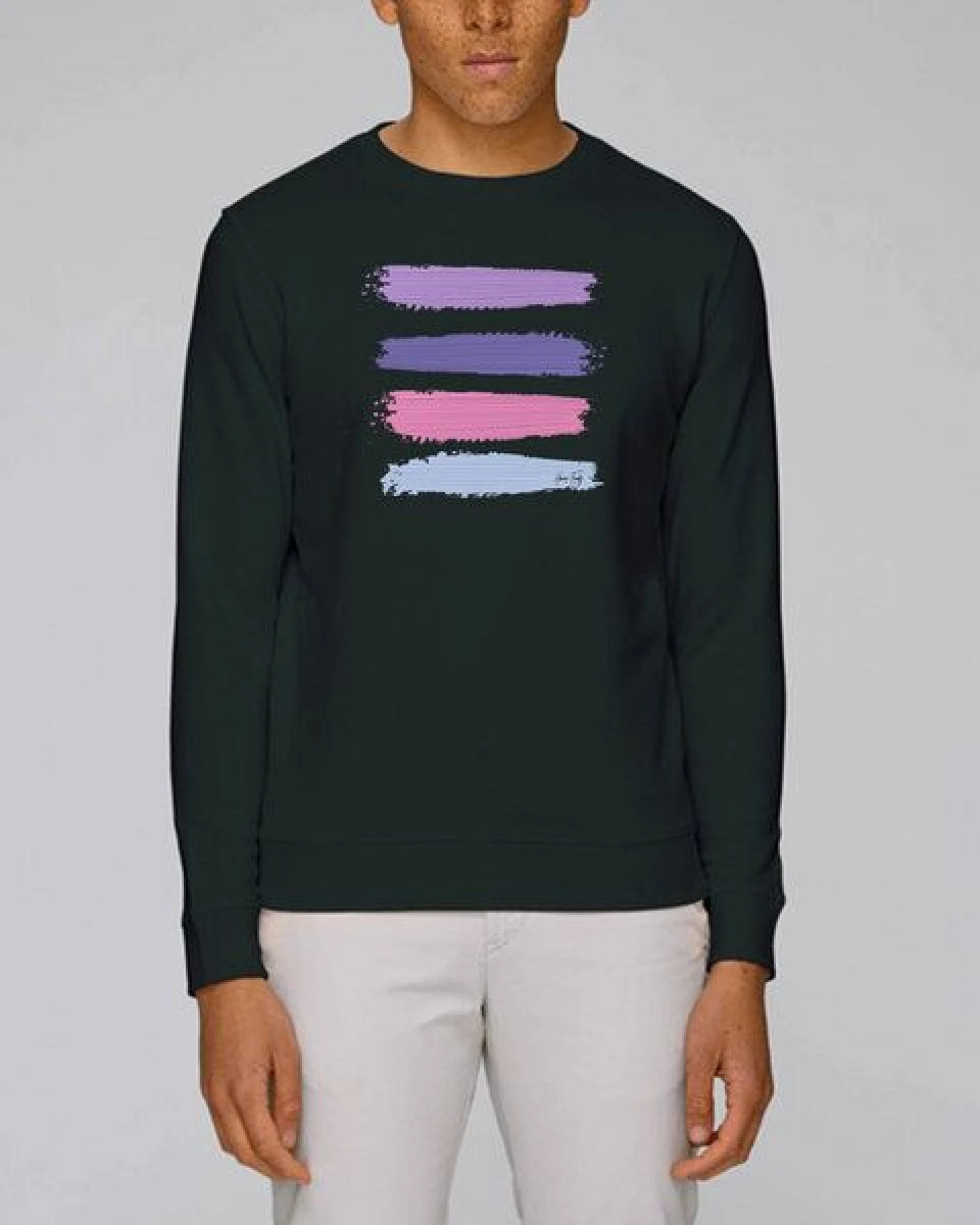 Human Family Bio Unisex Rundhals-Sweatshirt - "Araise - Acryl Stripes" – Ansicht 2