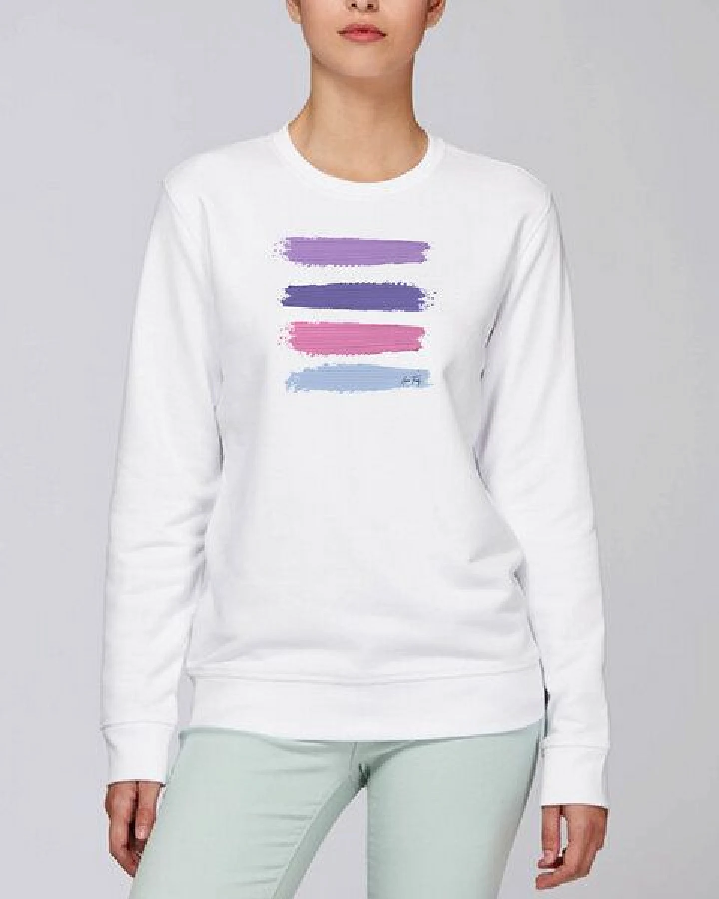 Human Family Bio Unisex Rundhals-Sweatshirt - "Araise - Acryl Stripes" – Ansicht 3
