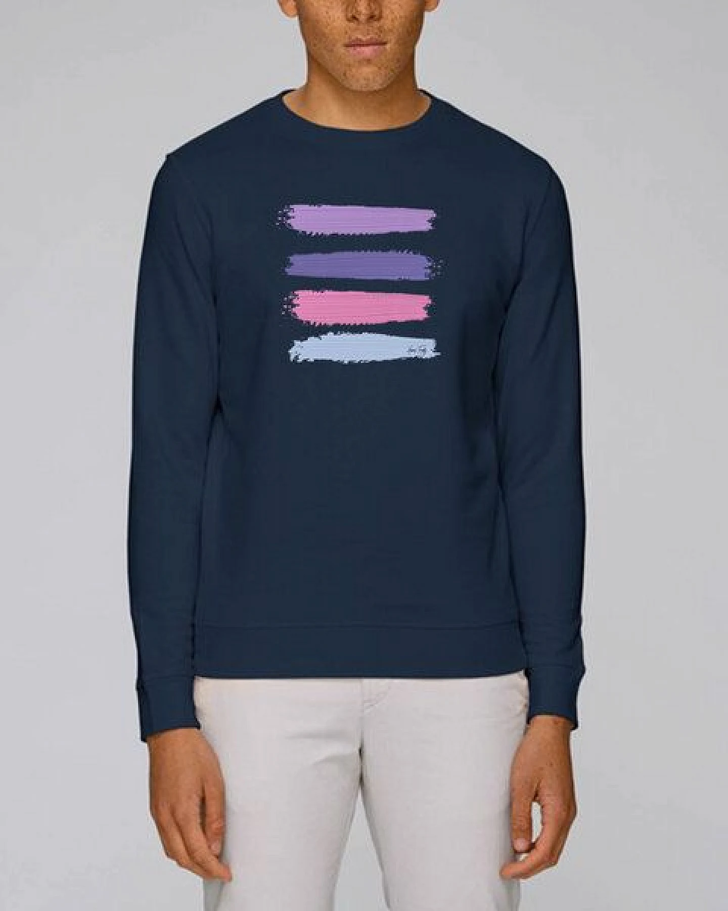 Human Family Bio Unisex Rundhals-Sweatshirt - "Araise - Acryl Stripes" – Ansicht 2