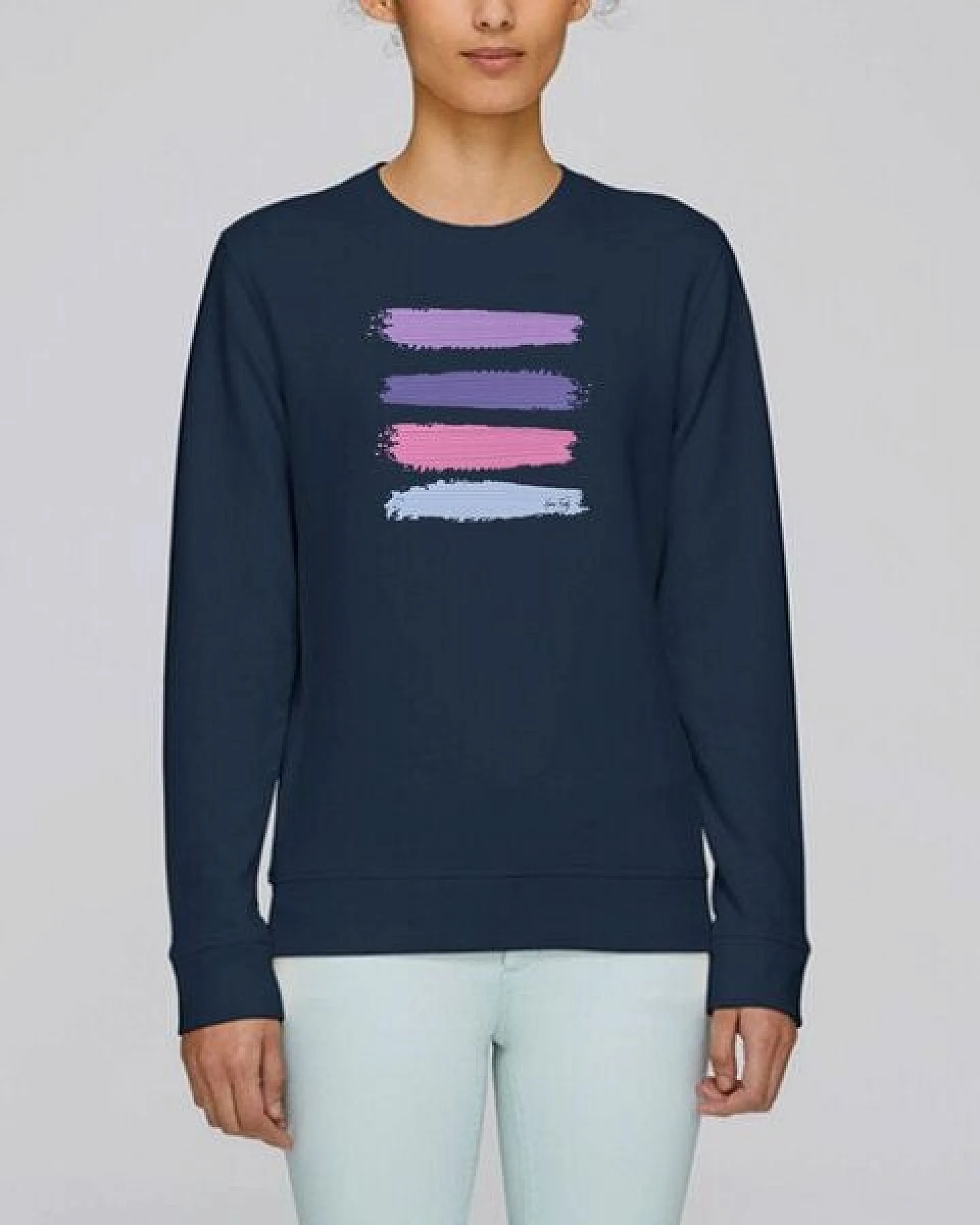 Human Family Bio Unisex Rundhals-Sweatshirt - "Araise - Acryl Stripes" – Ansicht 3