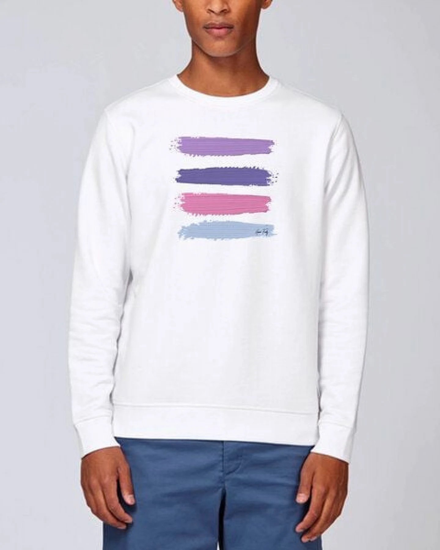 Human Family Bio Unisex Rundhals-Sweatshirt - "Araise - Acryl Stripes" – Ansicht 3