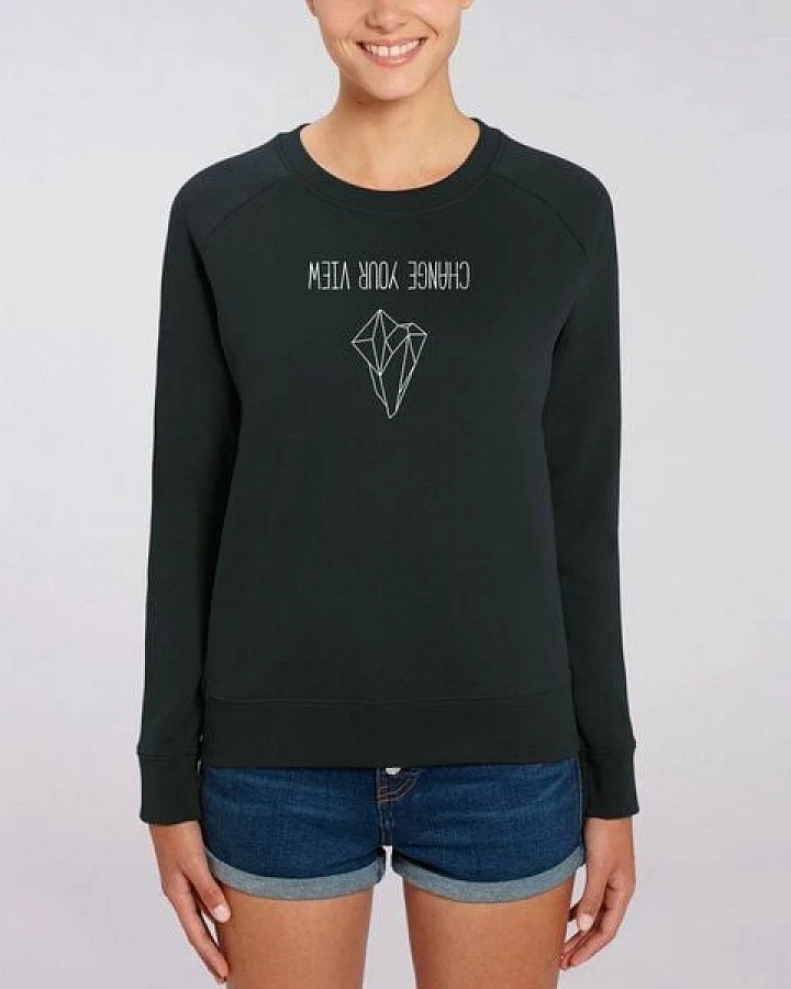 Human Family Bio Damen Rundhals Sweatshirt "Feel - Change your view" - in 7 Farben
