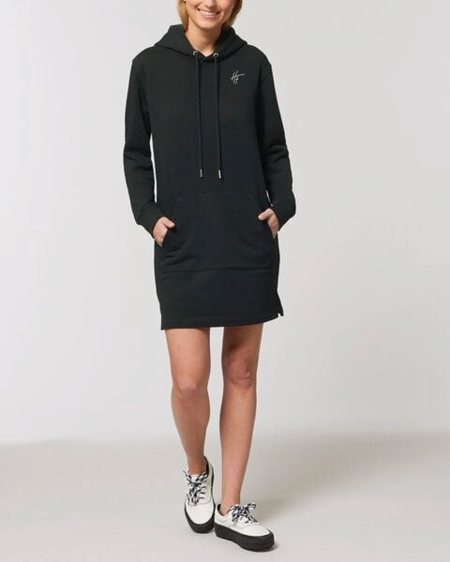 Human Family Langärmeliges Bio Damen Sweatshirt-Kleid mit Kapuze "Select - HF" – Ansicht 3