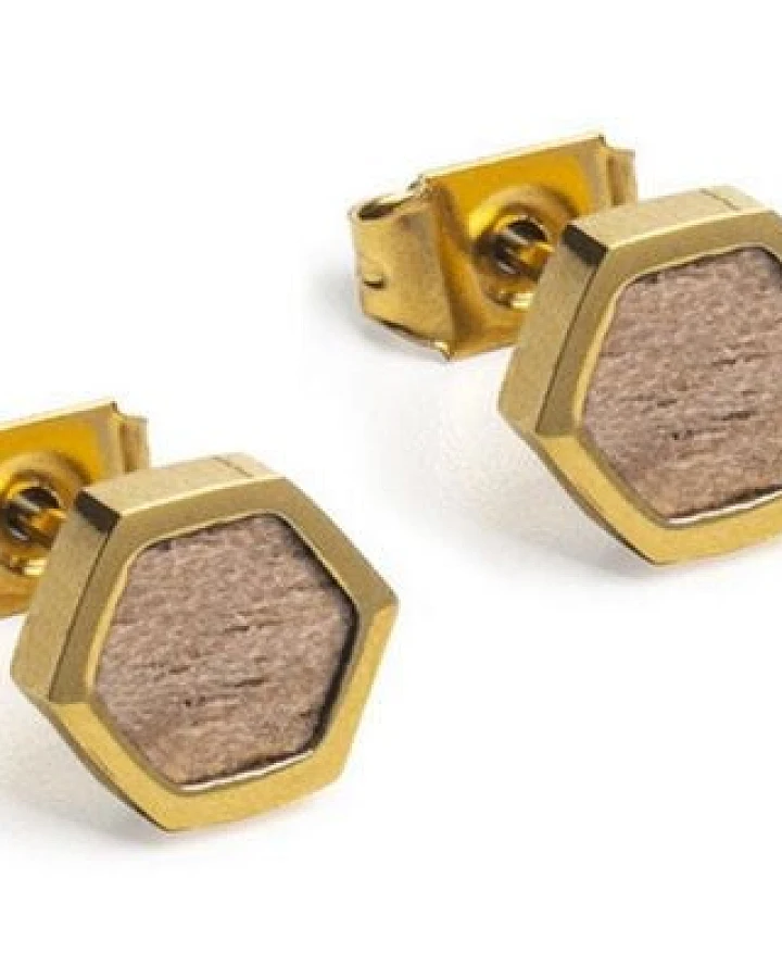 BeWooden Hexagon Ohringe - Holz und Edelstahl Kombination - Verschiedene Farbvarianten