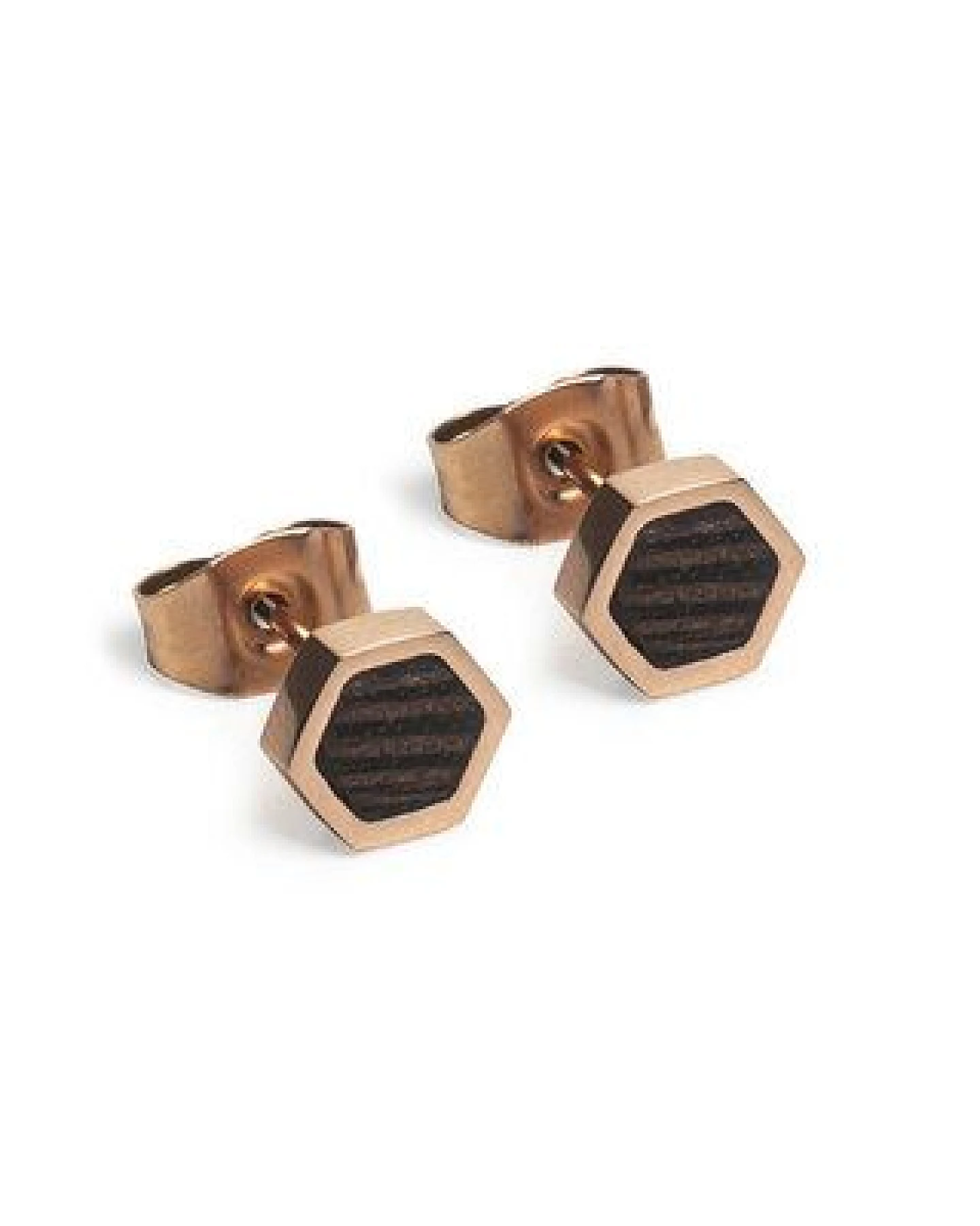 BeWooden Hexagon Ohringe - Holz und Edelstahl Kombination - Verschiedene Farbvarianten – Ansicht 2
