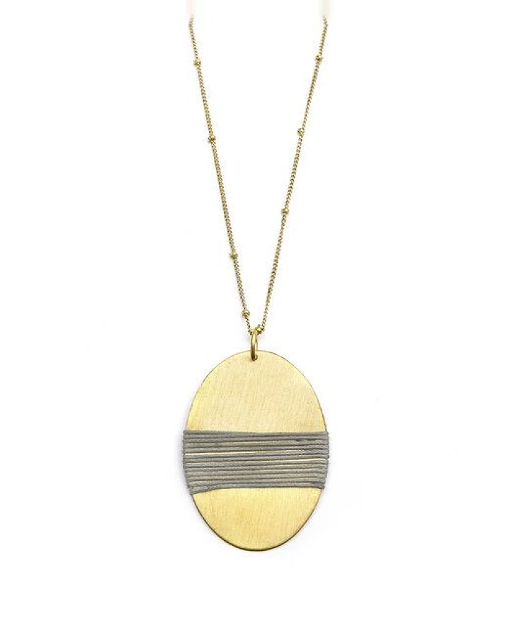 Frida Feeling Halskette Kaia, Anhänger oval, gold-farben / grau