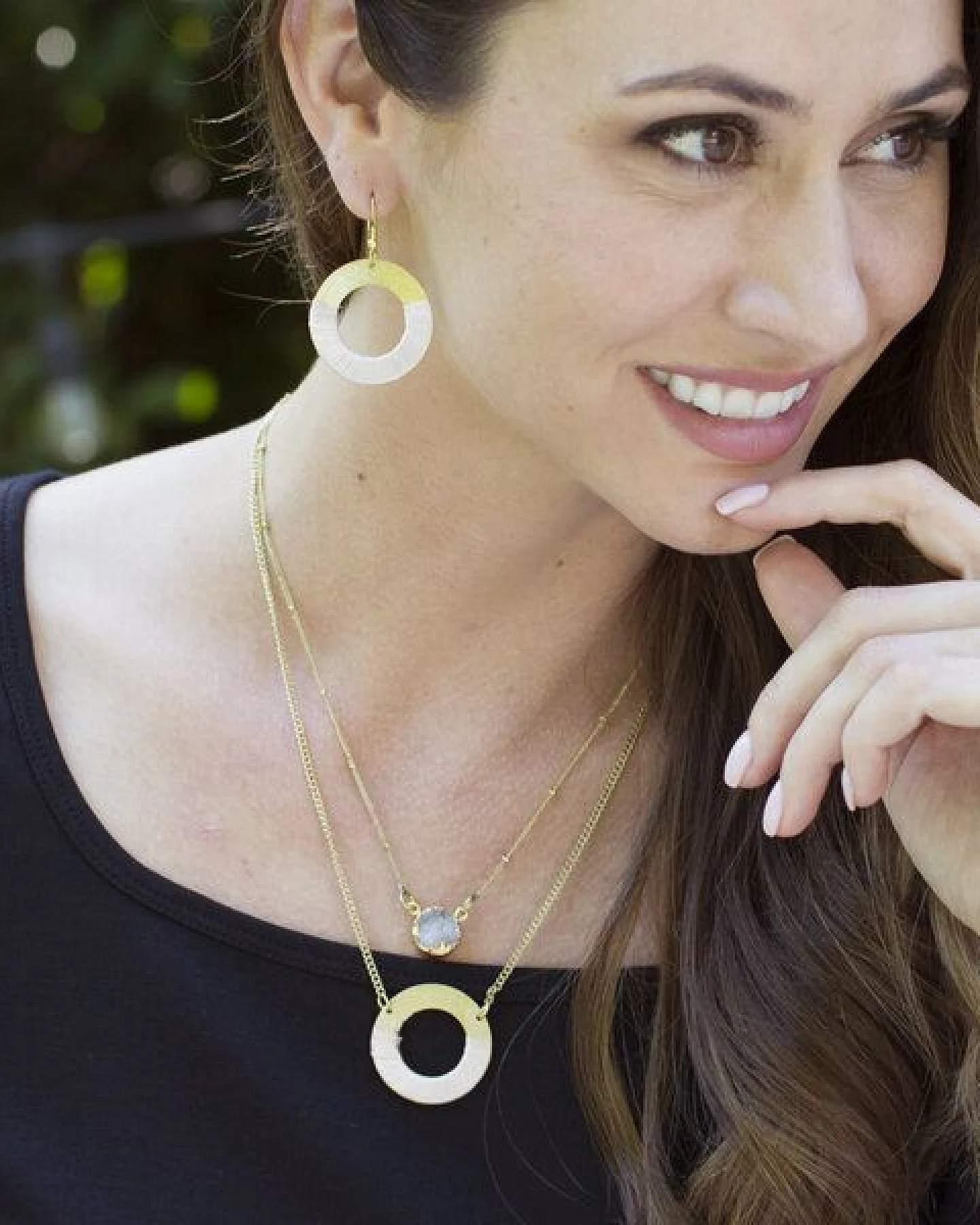 Frida Feeling Halskette Kaia gold-farben, Druzy – Ansicht 3
