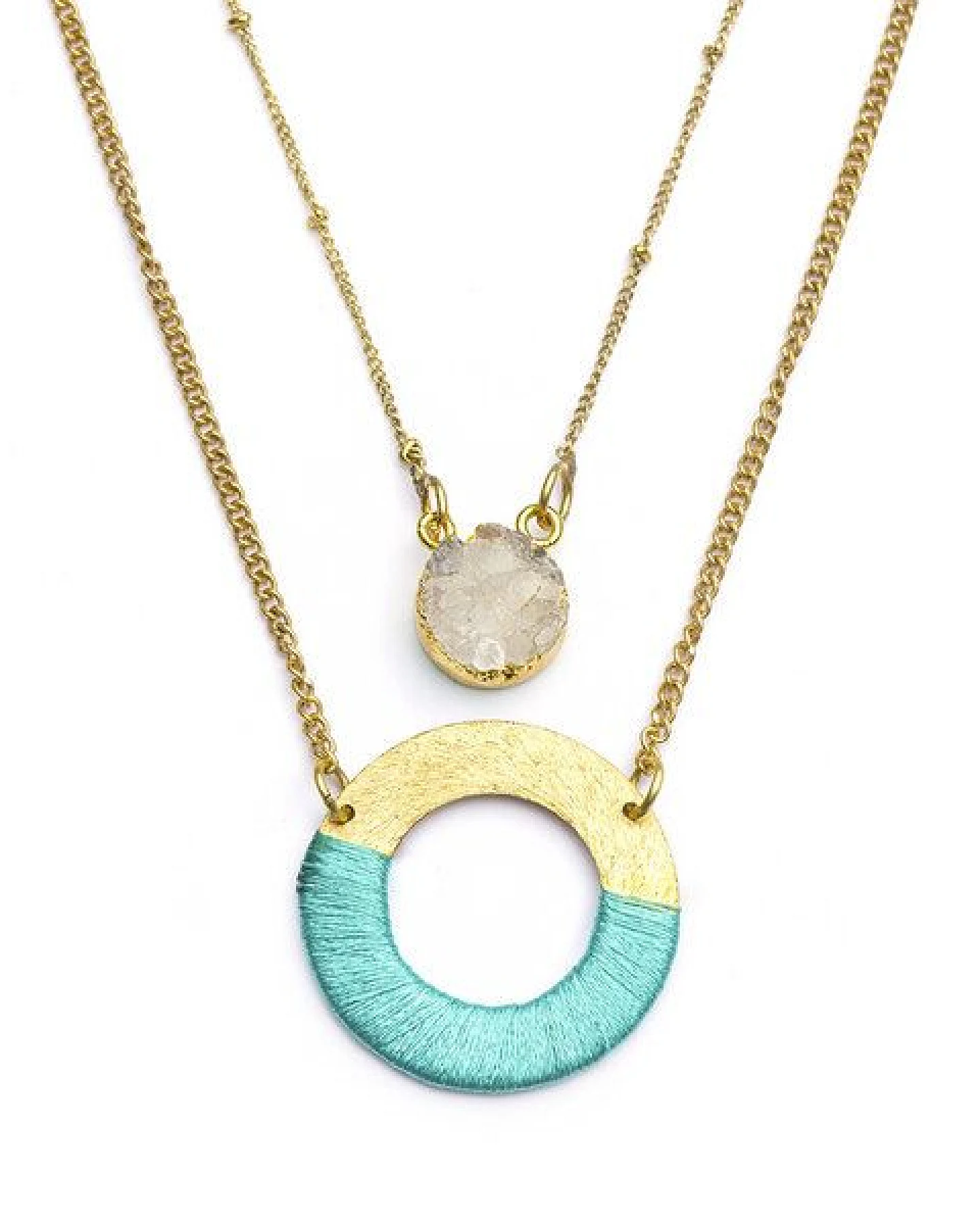 Frida Feeling Halskette Kaia gold-farben, Druzy – Ansicht 2