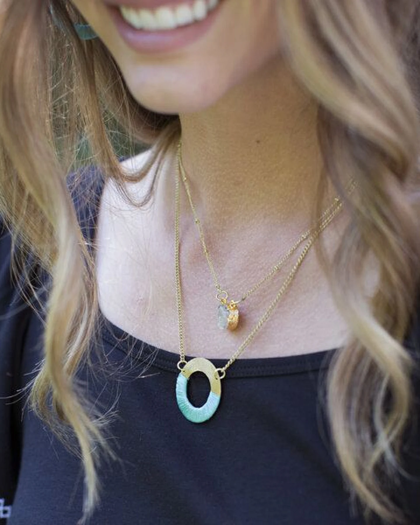 Frida Feeling Halskette Kaia gold-farben, Druzy – Ansicht 3