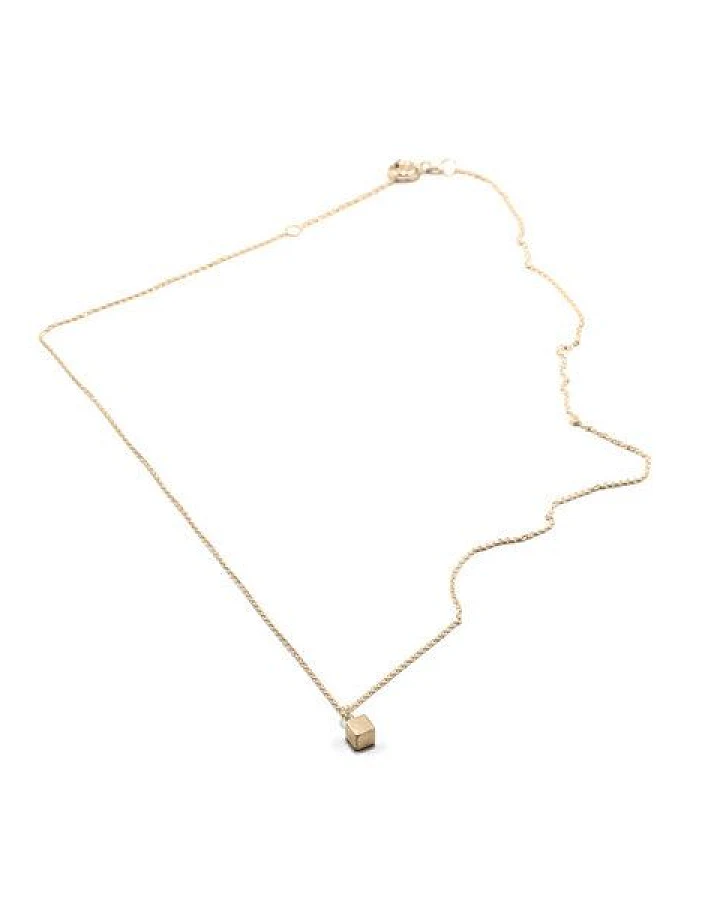 Jonathan Radetz Jewellery Kette CUBE, Gold 585, 14 Karat, Länge 43 -46 cm, Würfel 4mm, Handmade in Germany