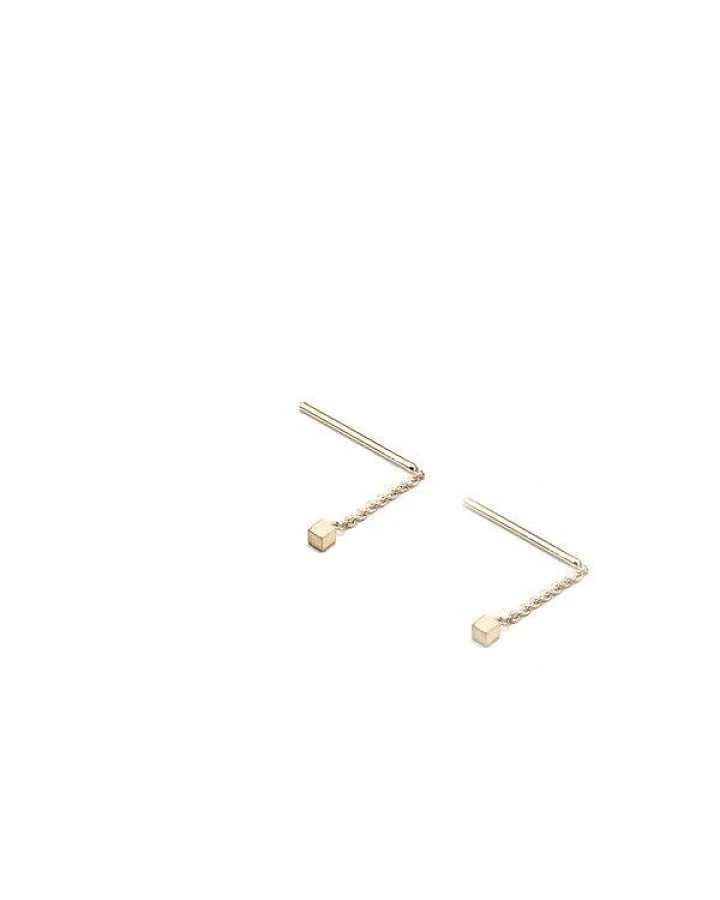 Jonathan Radetz Jewellery Stecker & Ohrringe CUBE, Gold 585, 14 Karat, CUBE 2 oder 3 mm, Länge 4 - 40 mm, Handmade in Germany