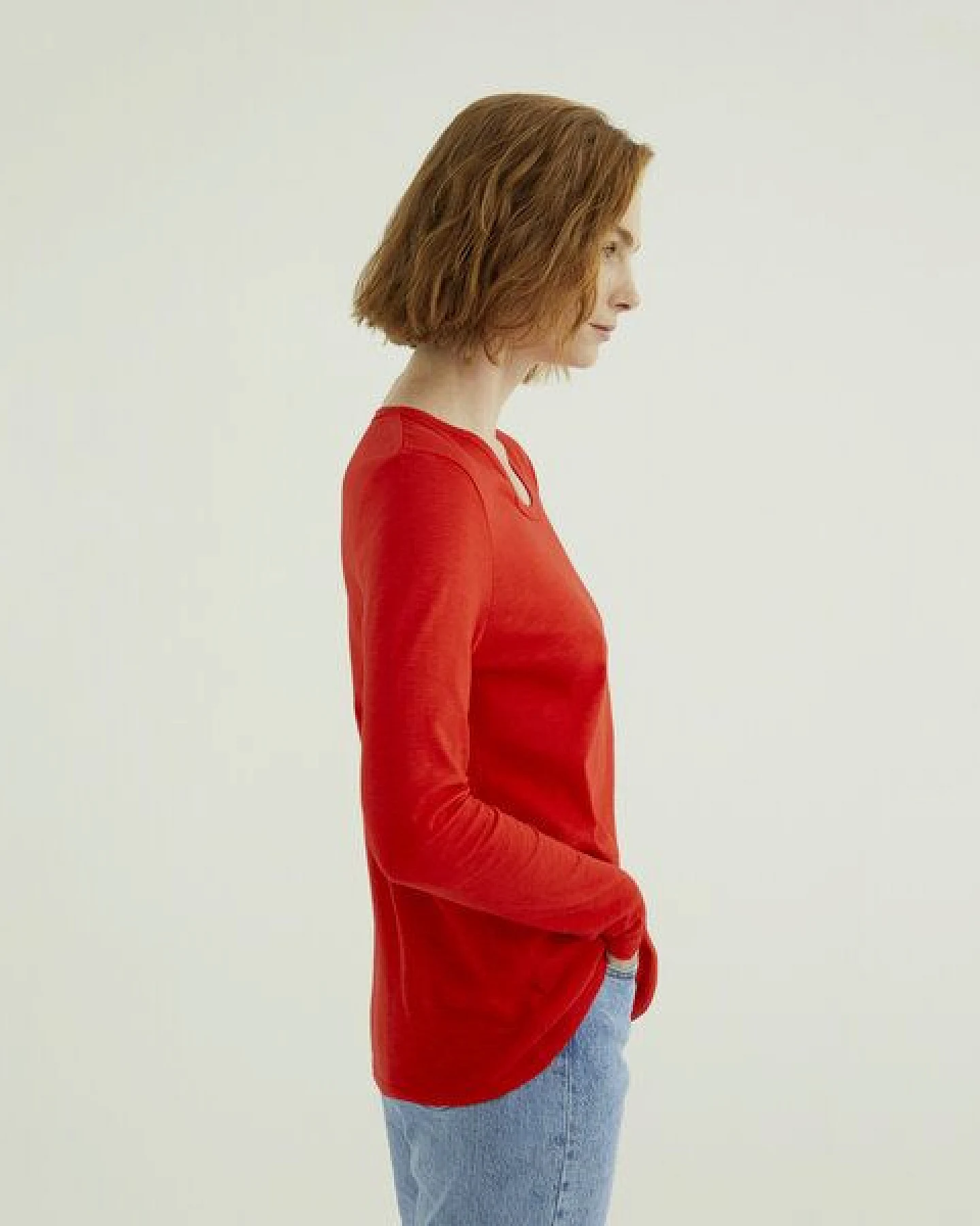 d'Els Miriam Damen Rundhals-Neck Langarm T-Shirt aus Flame Bio Baumwolle – Ansicht 2