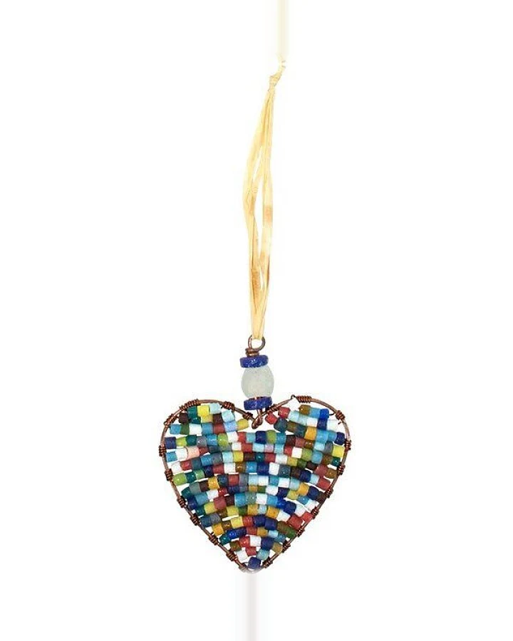 Global Mamas Upcycling Christbaumschmuck - buntes Herz - Geschenkdeko - Weihnachtsdeko