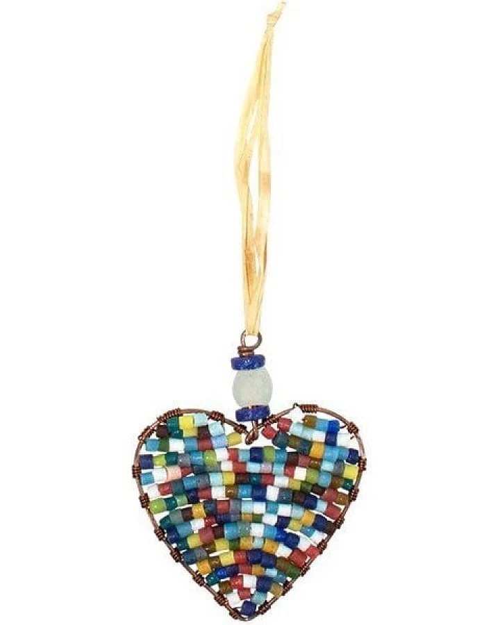 Global Mamas Upcycling Christbaumschmuck - buntes Herz - Geschenkdeko - Weihnachtsdeko
